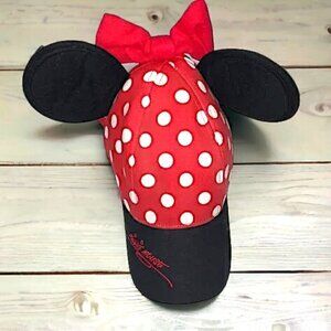 Disney WDW Minnie Mouse Polka Dot Youth baseball cap with Bow YOUTH SIZE
